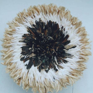 Chapéu Juju interior natural contorno branco e bege 70 cm (27&quot;)