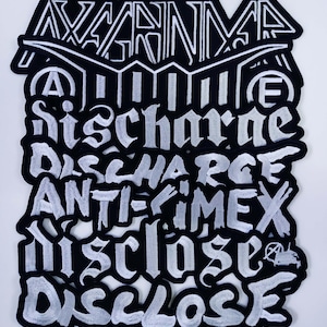 Naszywka haftowana długa/naszywka z tyłu Ujawnij Axegrinder Celtic Frost discharge doom Anticimex