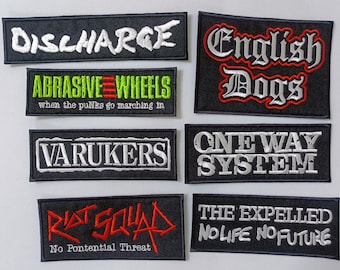 Embroidered patch English Dogs Riot Squad Varukers Abrasive Wheels Oneway System UK82 partisans
