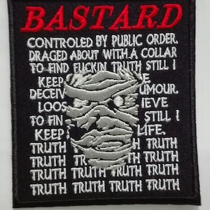 Parche bordado BASTARD lado de la muerte muerte sistemática adelante