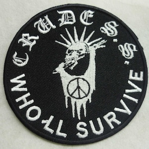 CRUDE SS embroidered strip patch Swedish punk disarm anti cimex krigshot