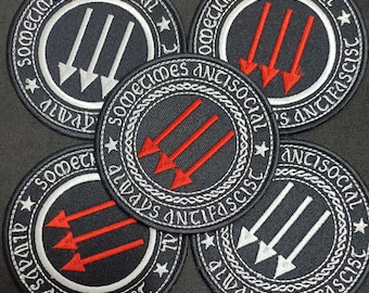 Sometimes Antisocial Always Antifascist embroidered patch