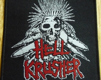 HELLKRUSHER patch Amebix Axegrinder Sacrilege Extintion of mankind hellbastard