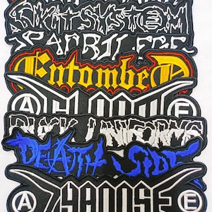 Parche bordado largo II parche trasero English Dogs Skitsystem Gloom Entombed Death Side Zyanose