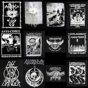 Printed back patch ~ Amebix Anthrax Anti-Cimex Assrash After The Bombs Atrocious Madness Axegrinder