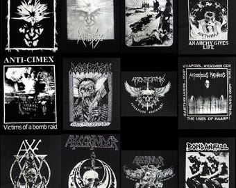 Printed back patch ~ Amebix Anthrax Anti-Cimex Assrash After The Bombs Atrocious Madness Axegrinder