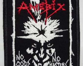 AMEBIX - 神なし、マスターなし、刺繍パッチ、斧グラインダー
