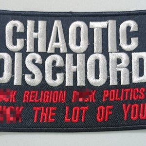 Écusson brodé CHAOTIC DISCHORD chaos uk, droits spéciaux exploités