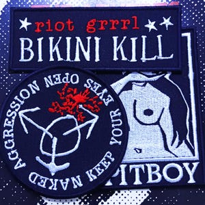 Patch brodé SPITBOY Riot Grrrl DIY Bikini Kill Naked Aggression