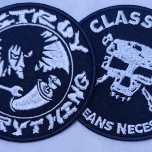 Embroidered patch Destroy Everything Class War Squat No Borders anarchism