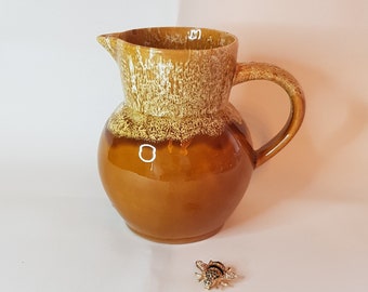 Vintage Glazed Stoneware Pitcher, French Country Kitchen Decor