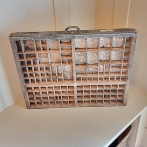 Antique Italian Letterpress Print Tray, Wooden Printers Drawer, Antique Printers Tray, Wooden Printers Tray, Industrial Home Decor