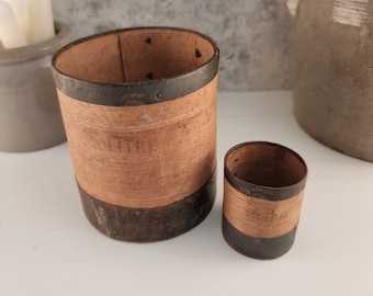 French Antique Wooden Grain Measure Set – Farmhouse Kitchen Decor