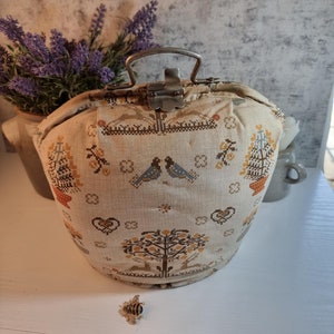 Antique Embroidered  Linen Tea Cosy - Floral Tea Cosy - Vintage Teacosies - Antique Tea Cosy for Teapot