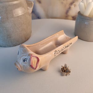 Vintage French Porcelain Saucisson Dish, Charcuterie Sausage Dish, French Vintage Porcelain Pig Shaped Serving Dish