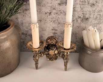 Antique French Bronze Double Wall Sconce - Two Light Candle Holder