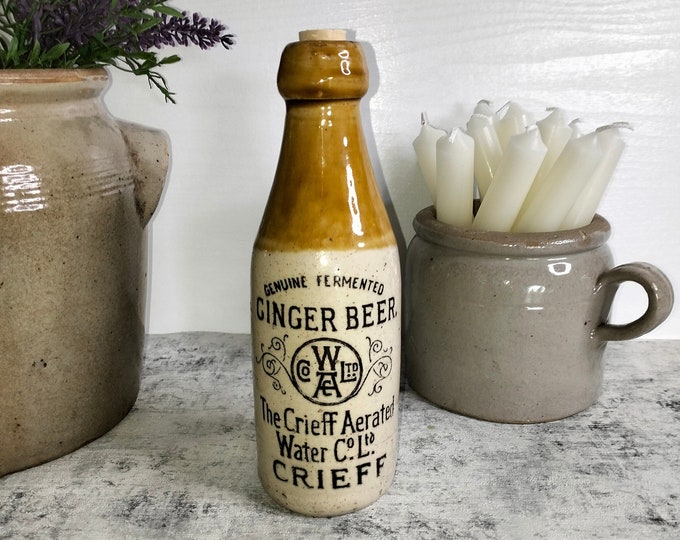 Antique Stoneware Ginger Beer Bottle, Kitchen Decor, Early Ginger Beer