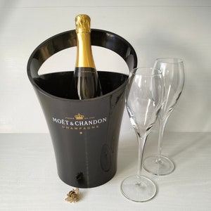 Moet et Chandon Champagne Bucket, Black Vintage Ice Bucket, Wine Cooler