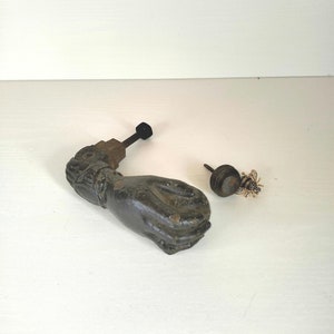 Antique Cast Iron Door Knocker, French Door Furniture, Hand of Fatima, French Architectural Hardware Salvage