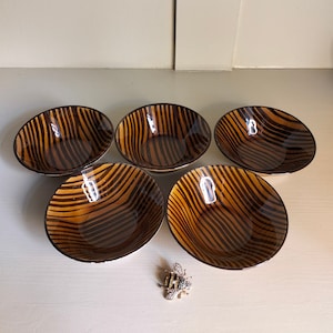Rare Vintage Sarreguemines DOMINO Bowls - Stunning Mid-Century Design - Vintage French Ceramic Bowls