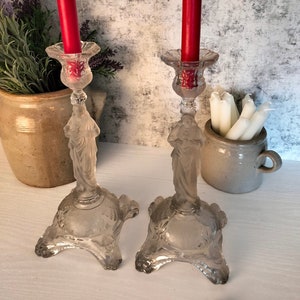 Antique Crystal Candlesticks, Religious Home Decor, Vintage French Crystal Candle Holders