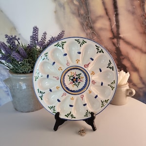 Vintage Colorful Oyster Platter, Vintage French Ceramic Pottery, Vintage Oyster Serving Platter, Vintage Hand Painted French Oyster Platter