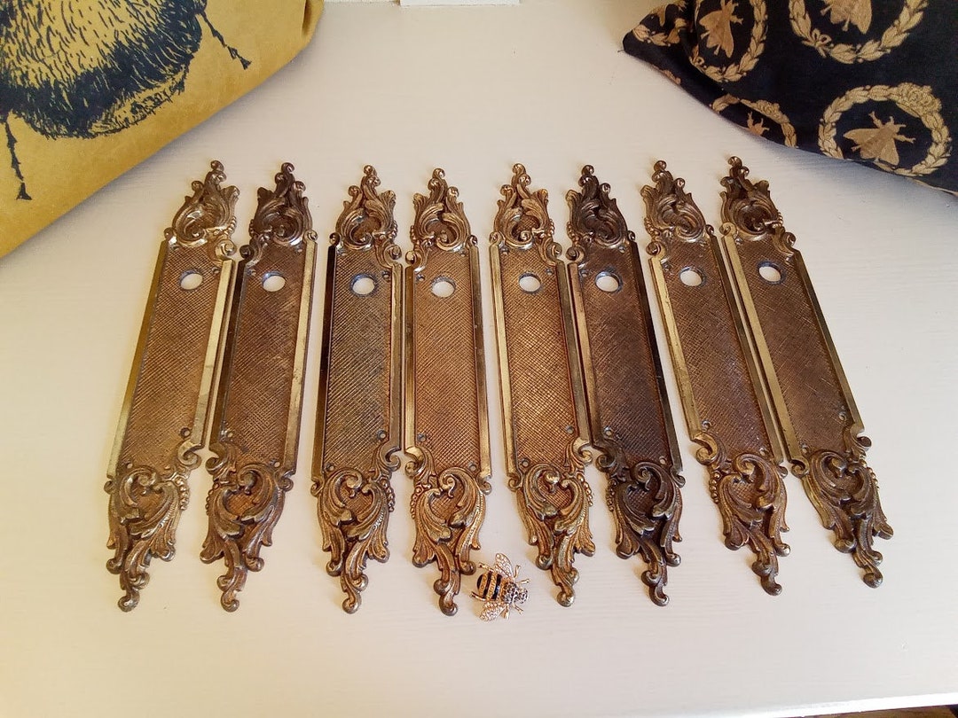 Vintage Brass Door Push Plates, French Vintage Finger Plates, Vintage