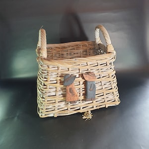 French Wicker Basket With Handles, Flower Basket. French Home Decor, Home and Living, French Woven Petit Basket