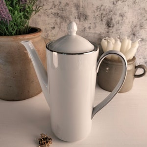 Vintage French Porcelain Coffee Pot, White Porcelain Coffee Pot, French Vintage Ceramic Teapot
