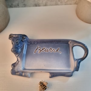Vintage French Butter Dish - Vintage French Beurre Dish - Vintage Cow Butter Dish