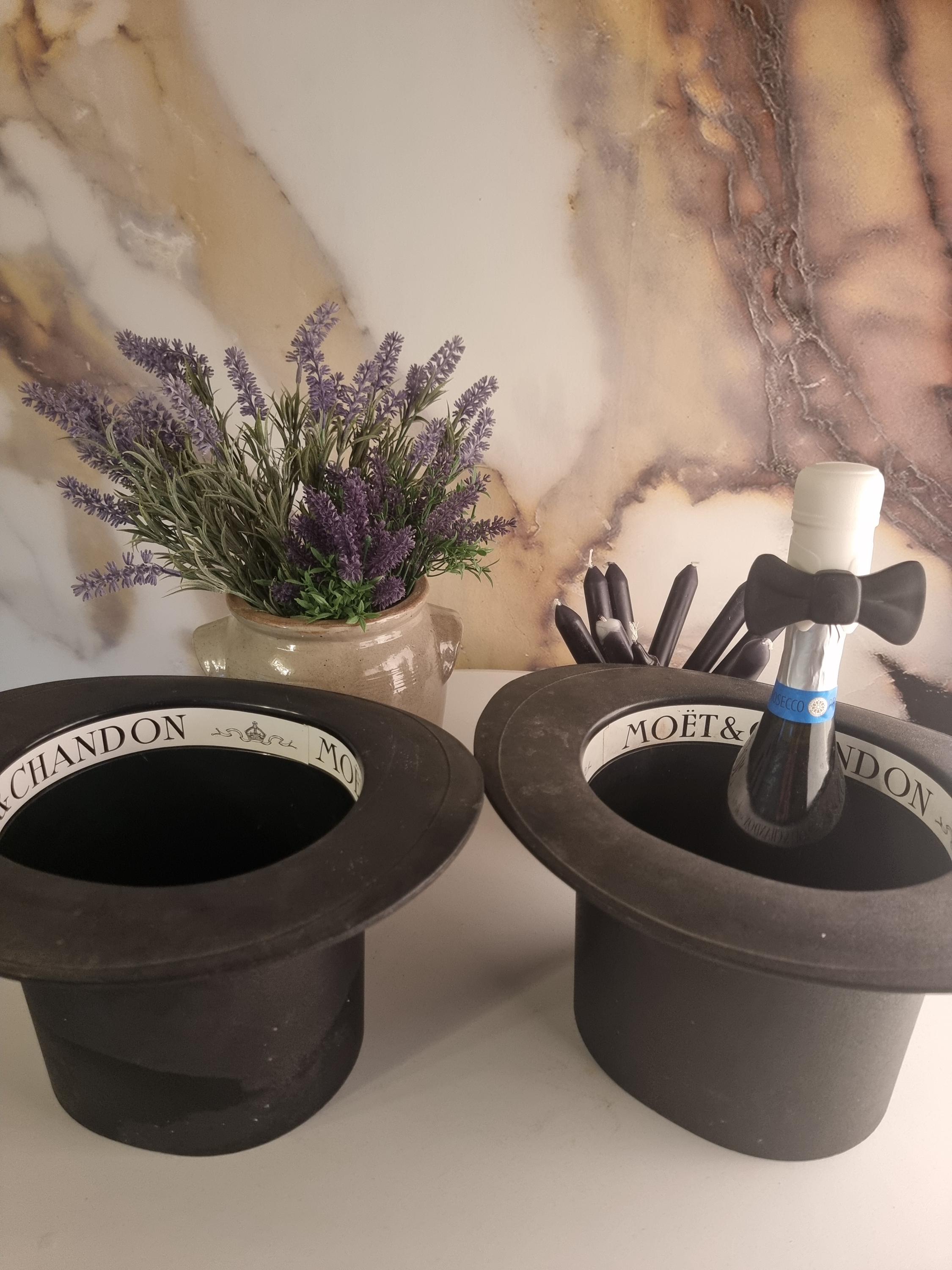 Seau à Champagne Moët & Chandon - Chapeau Haut-de-forme Noir - Déco Luxe - Occasion