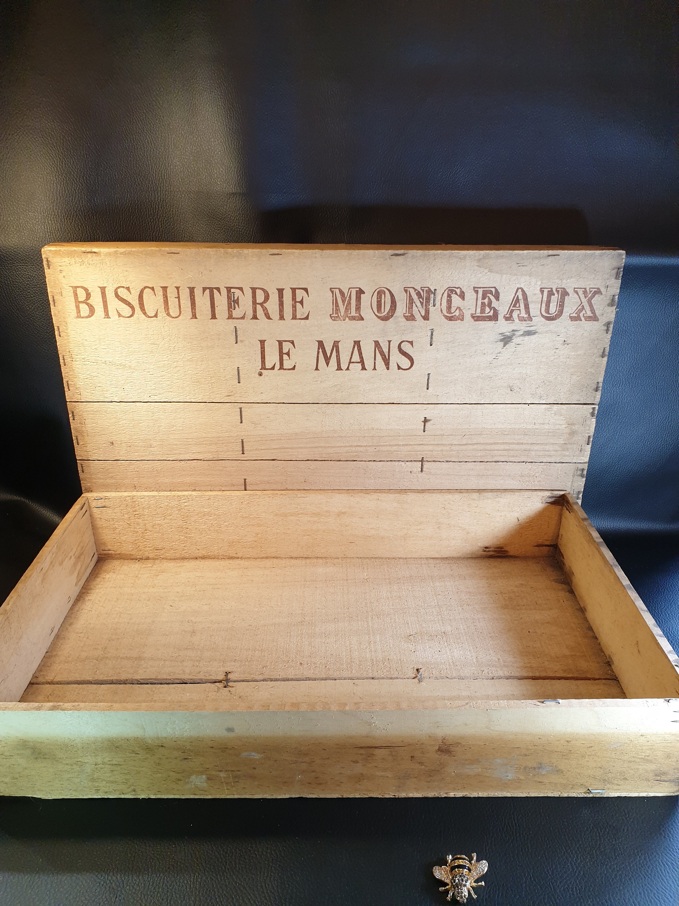 Vintage Français Boîte de Rangement Publicitaire en Bois, Bois Vintage, Publicité Français