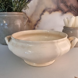 Antique Ironstone Tureen - Antique Tea Stained Villeroy & Boch Tureen - Vintage Ironstone Serving Dish - Ironstone Serving Bowl