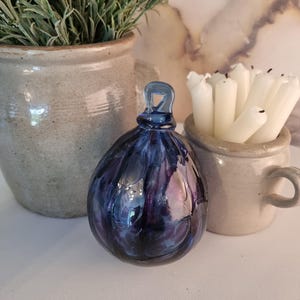 Vintage French Blown Glass Vase - Vintage Hanging Vase -  Vintage Hanging Candle Holder