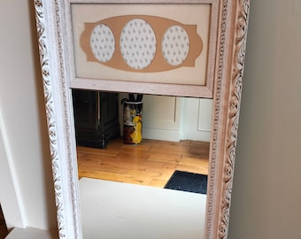 Vintage French Wall Mirror with Photo Display, Shabby Chic Decor