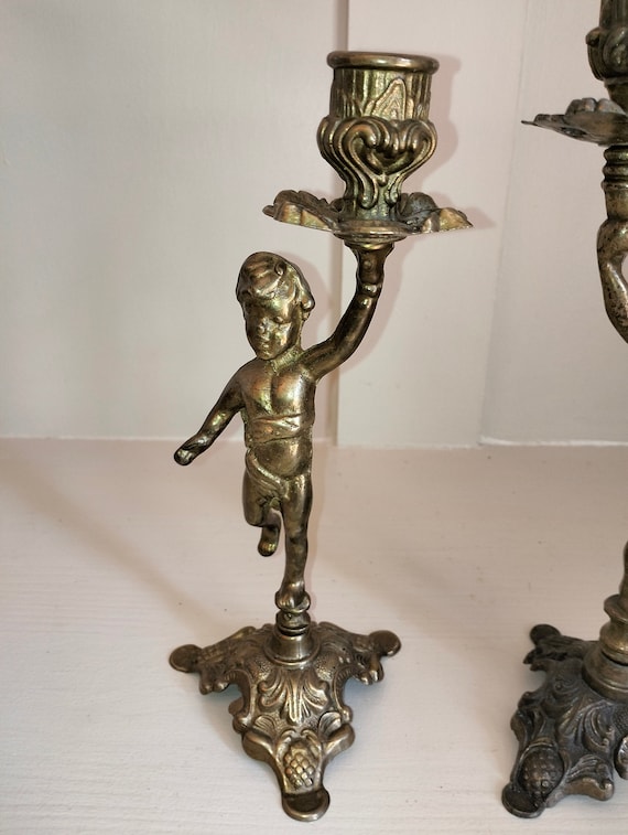 フランス ヴィンテージ キャンドルホルダー キャンドルスタンド 天使