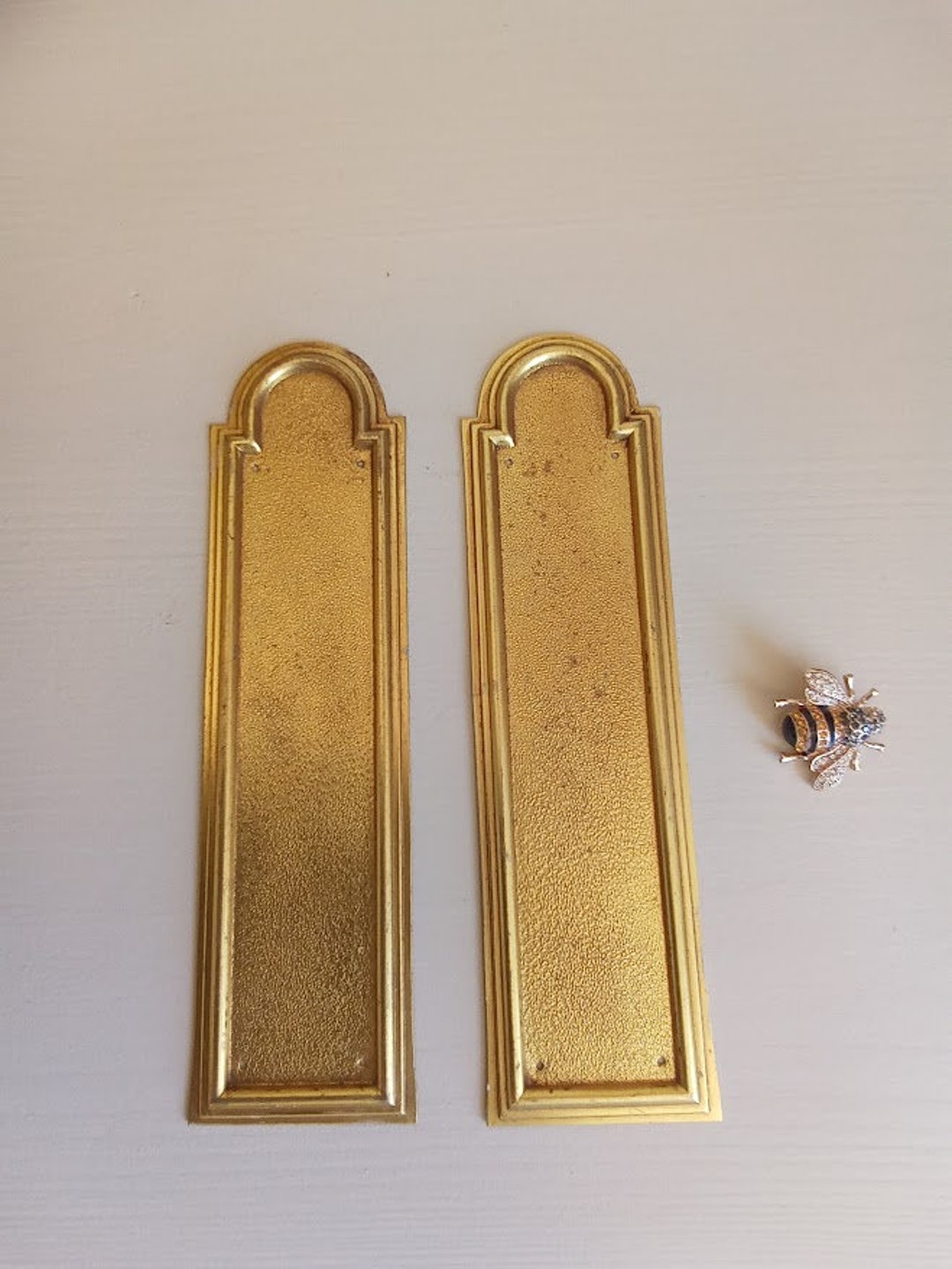 Vintage Brass Door Push Plates, French Vintage Finger Plates, Vintage
