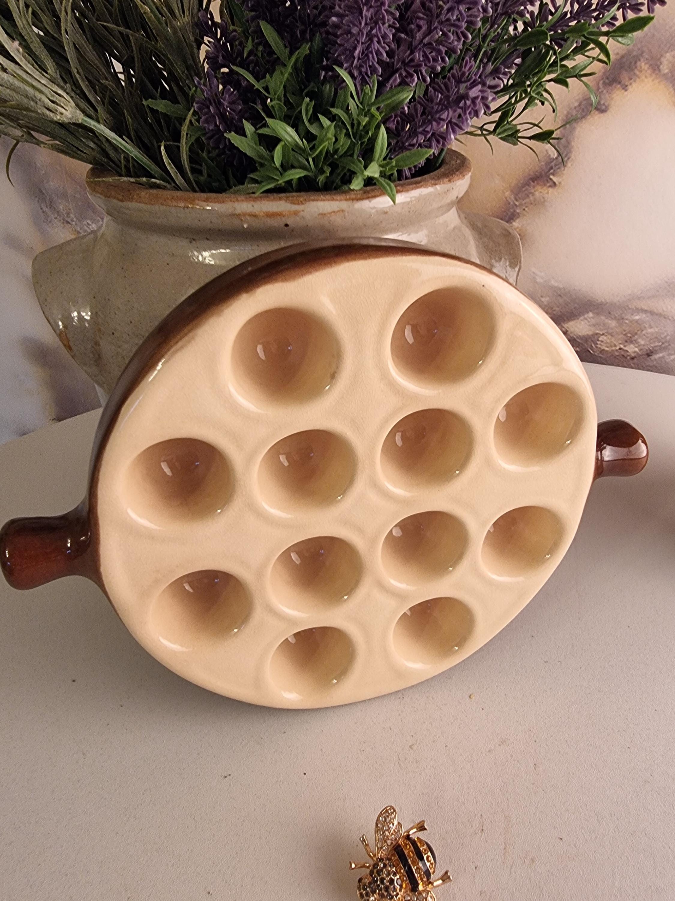 5 Plats à Escargots Vintage en Grès Ancien