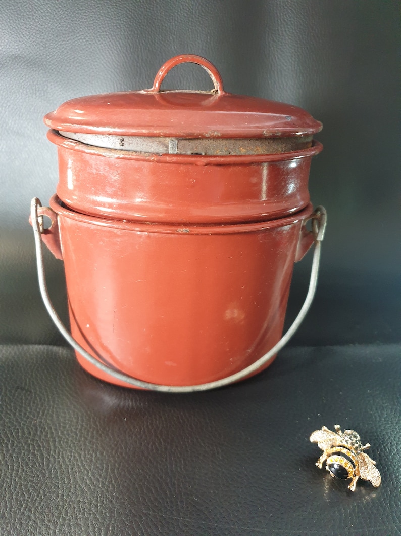 French Vintage Enamel Lunch Pail French Vintage Enamel Lunch Etsy UK