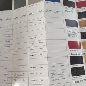 Transport Memorabilia, 1973 Renault Car Exterior Colour Chart, Motor ...