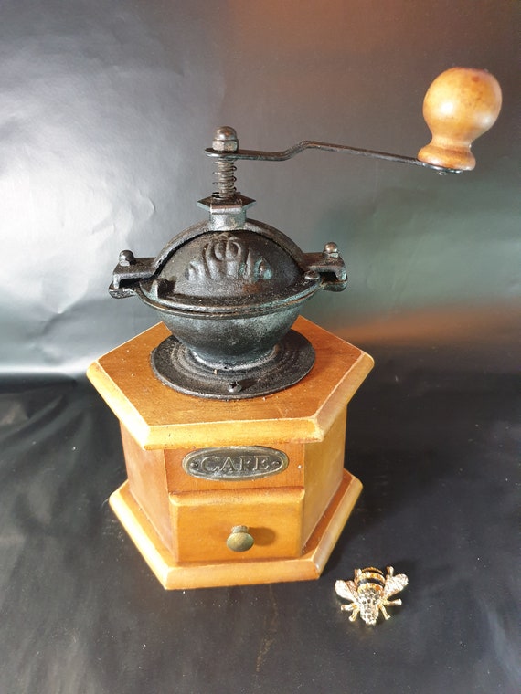 Manual Coffee Grinder, Coffee Bean Grinder, Vintage Antique Wooden