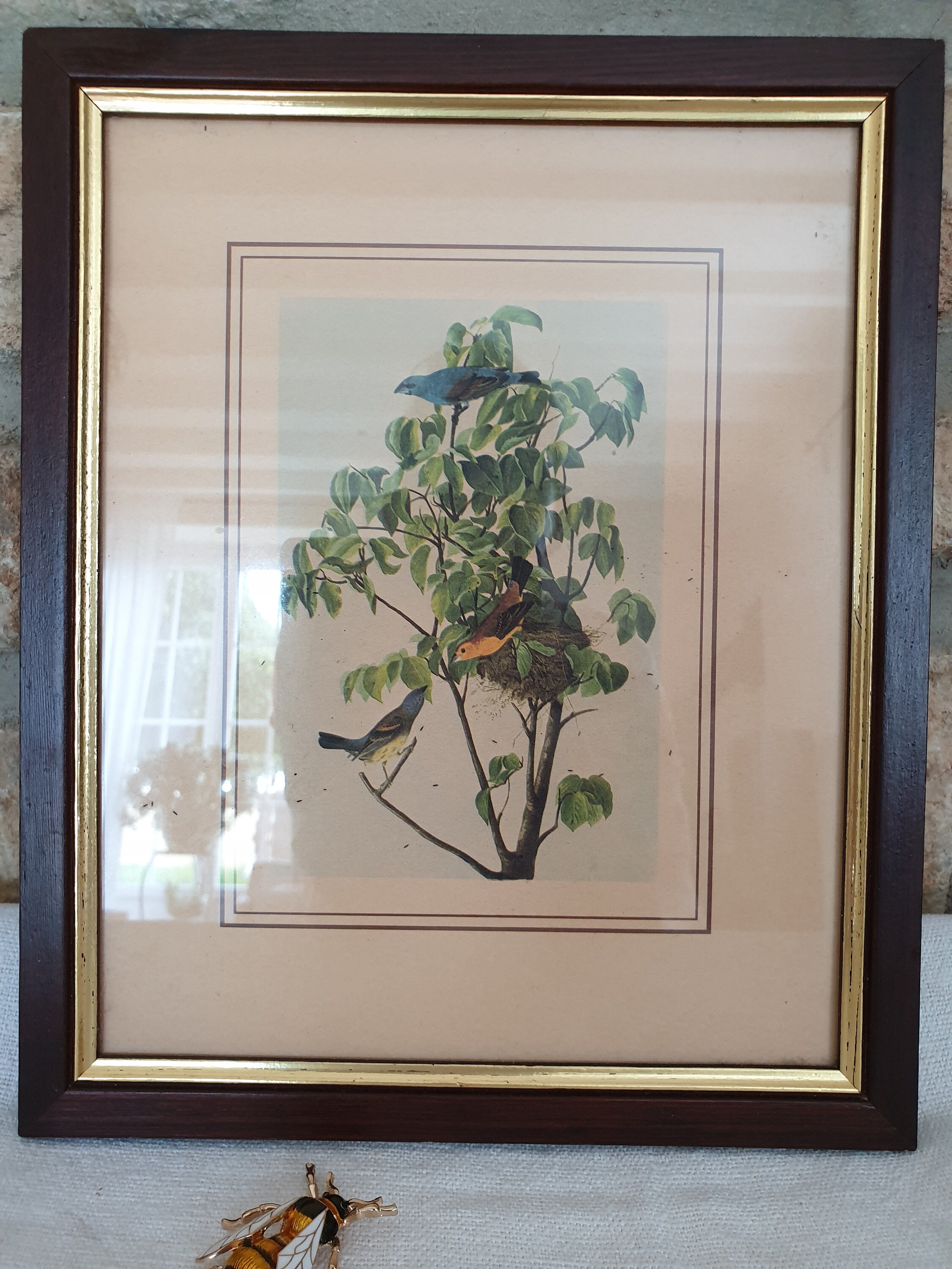 Impression d'oiseaux, Trois Oiseaux Dans Un Arbre, Impression d'oiseaux Vintage