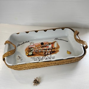 Plato de porcelana francesa vintage, plato grande para brochetas francesas vintage, plato con cesta para llevar, cocina vintage