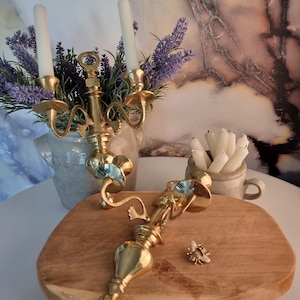 Pair of French Bronze Candle Holders - Vintage Wall Candle Sconces -  Candle Chandeliers