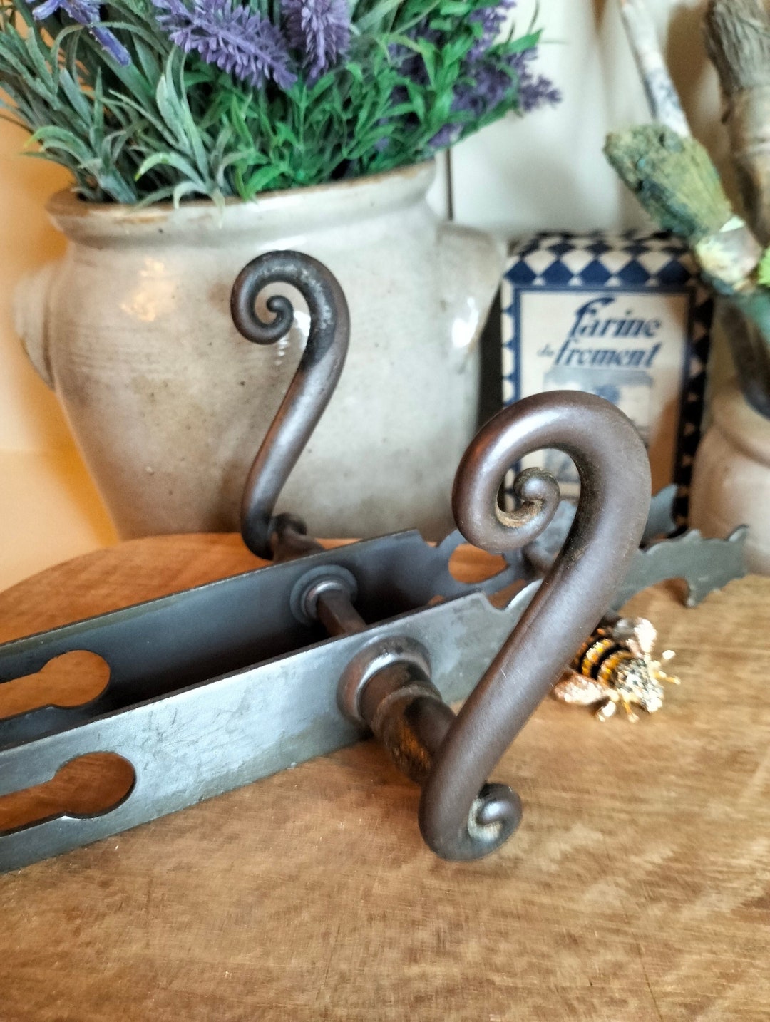 Vintage Metal Door Handles, Vintage Decorative Escutcheon, Door