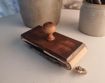 Vintage French Wooden Ink Blotter, Retro Desk Accessory