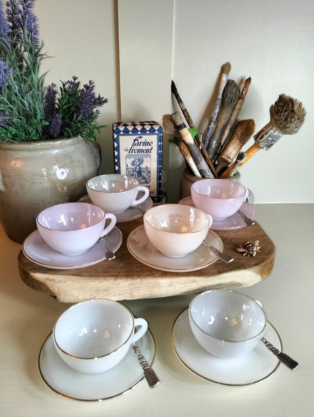 Lot De 4 Grandes Tasses à Café Vintage Arcopal France – Style Rétro, Parfait Pour Le Petit Déj' Ou Le Thé !
