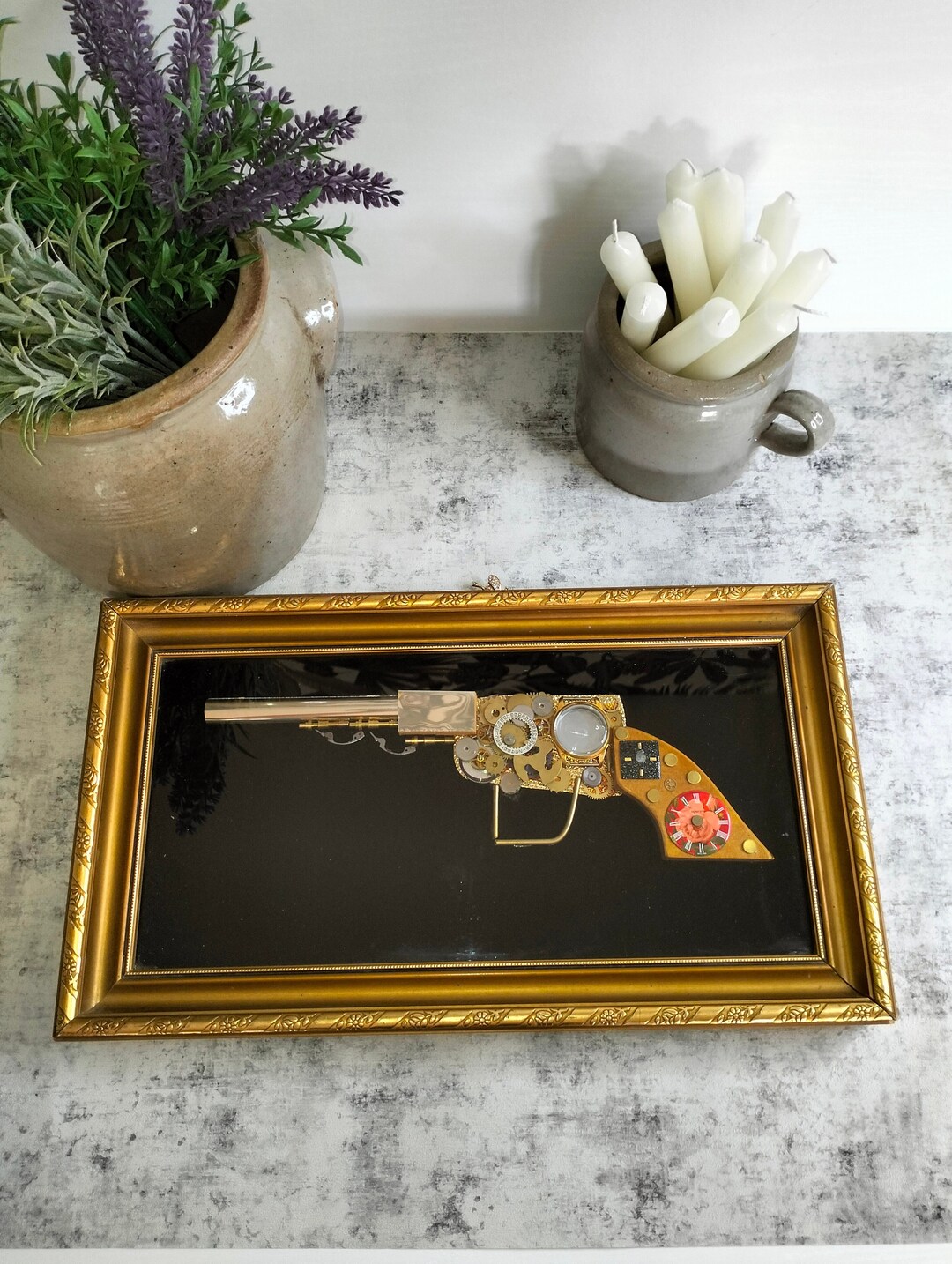 Art Made From Watch Parts Gun Collage Art Watch Parts Art Etsy