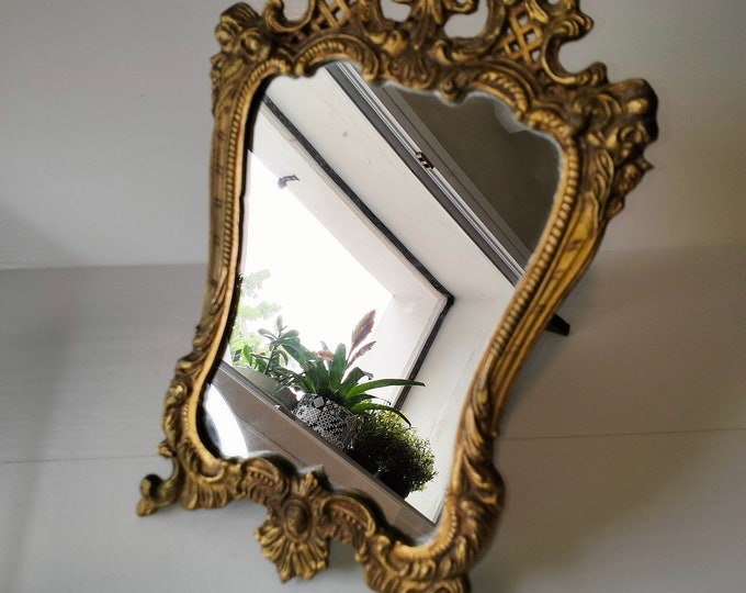 Vintage French Vanity Mirror, Rococo Baroque Bronze Mirror, Dressing