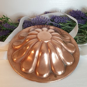 Molde de cobre vintage para repostería - Molde de cobre vintage para tartas - Molde decorativo para tartas - Decoración rústica para cocinas - Decoración de pared para cocinas